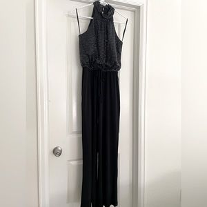 Black wide leg sequin jumpsuit
